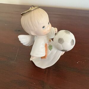 1987 Enesco Holly Babes Soccer Angel Ornament Figurine
